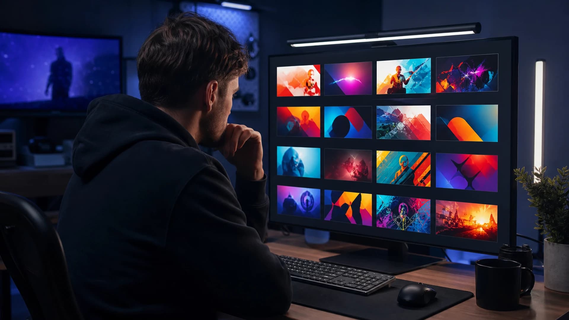 YouTube title and thumbnail design checklist on a creator editing workstation